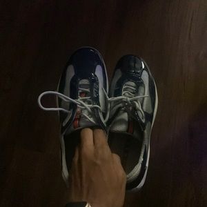 Size 6 pradas navy blue and gray